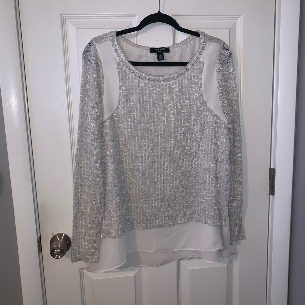Nine West gray/silver blouse